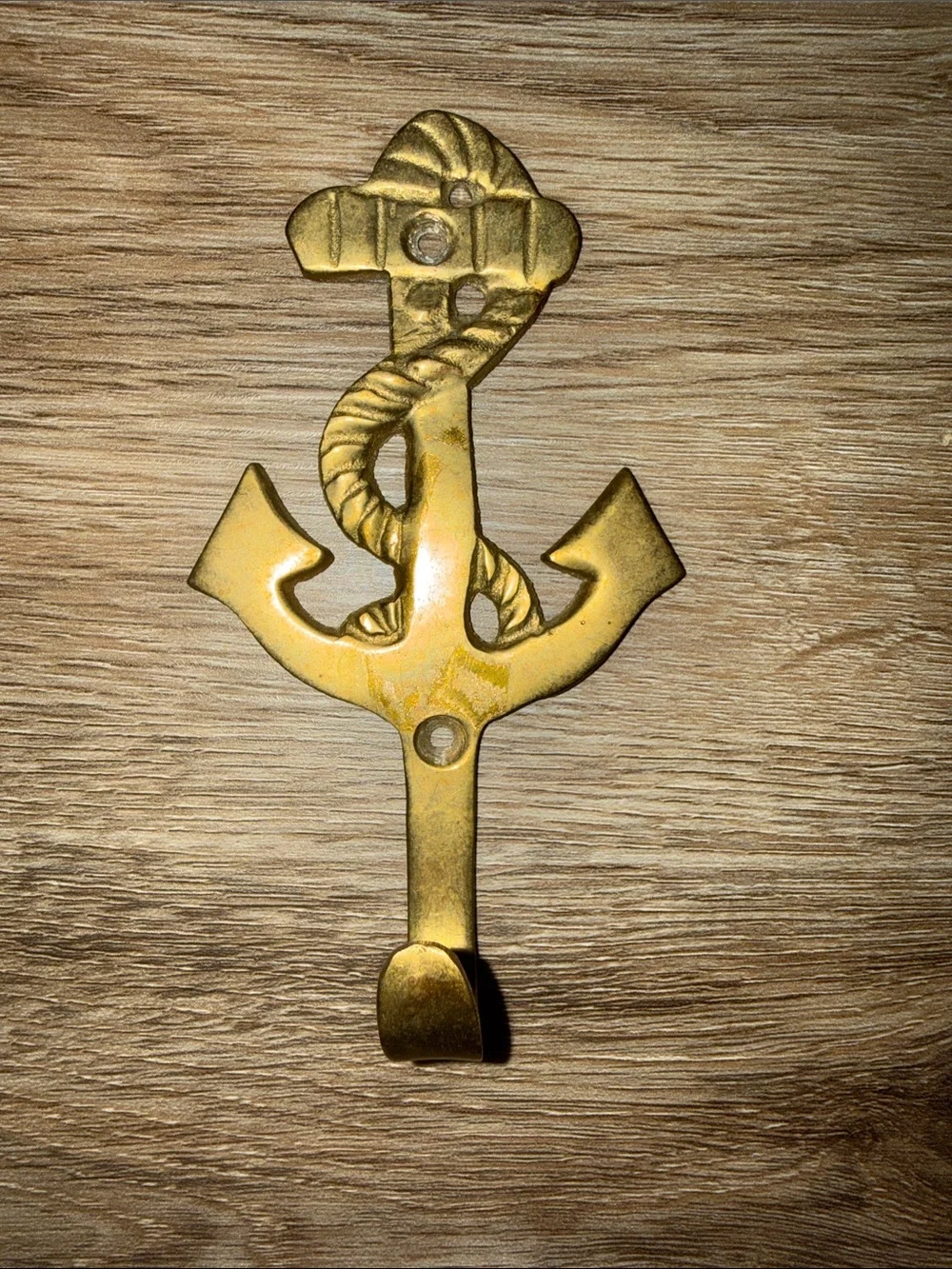 Vintage Brass Anchor & Nautical Scene Wall Hooks - Gold
